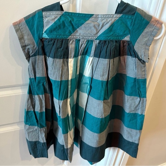 Burberry Teal and Gray Plaid Dress size 12 months - Picture 6 of 7